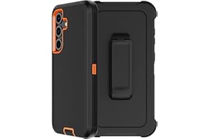 RubCase for Samsung Galaxy S24 FE Case with Belt Clip Holster, 2 x Screen Protector, Heavy Duty Military Grade Full Body Shockproof Rugged Protective Cover for Samsung Galaxy S24 FE Orange