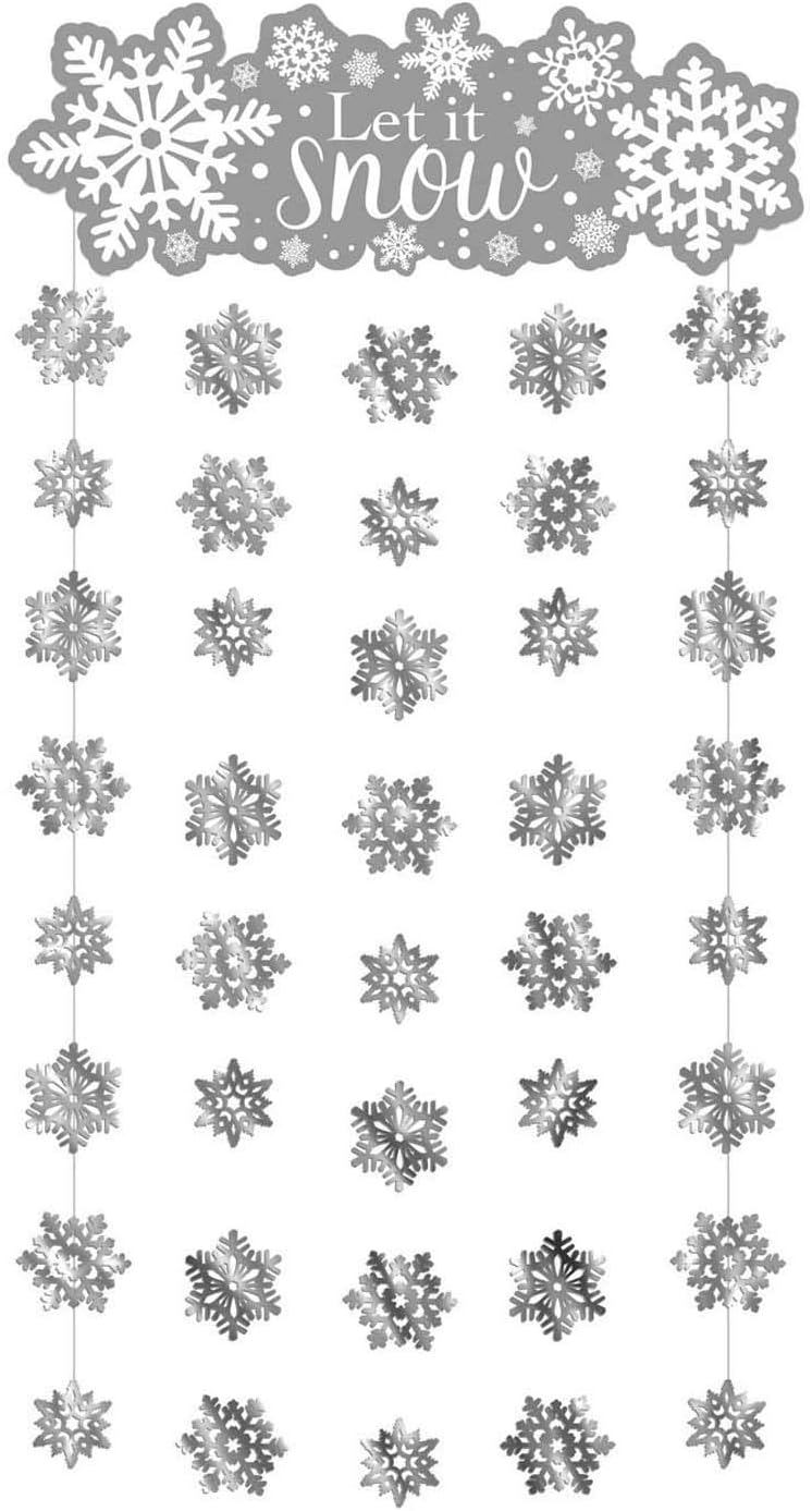 amscan Let it Snow Snowflake Doorway Curtain | Christmas Decoration