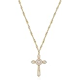 MTMY Gold Cross Necklace 14K Gold Plated Dainty Gold Cross Pendant Necklace for Women Delicate Necklace Jewelry