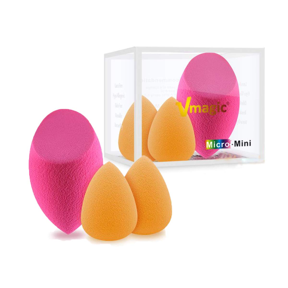 VMAGIC 3Pcs Premium Makeup Puff Sponges Beauty Foundation blender for Applicator, Flawless Coverage Sponges for Foundation and Highlight