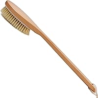 OWIIZI Bath Brushes with Soft and Natural Bristles Antiskid Wooden Long Handle Shower Body Scrubber for Wet or Dry Exfoliatin