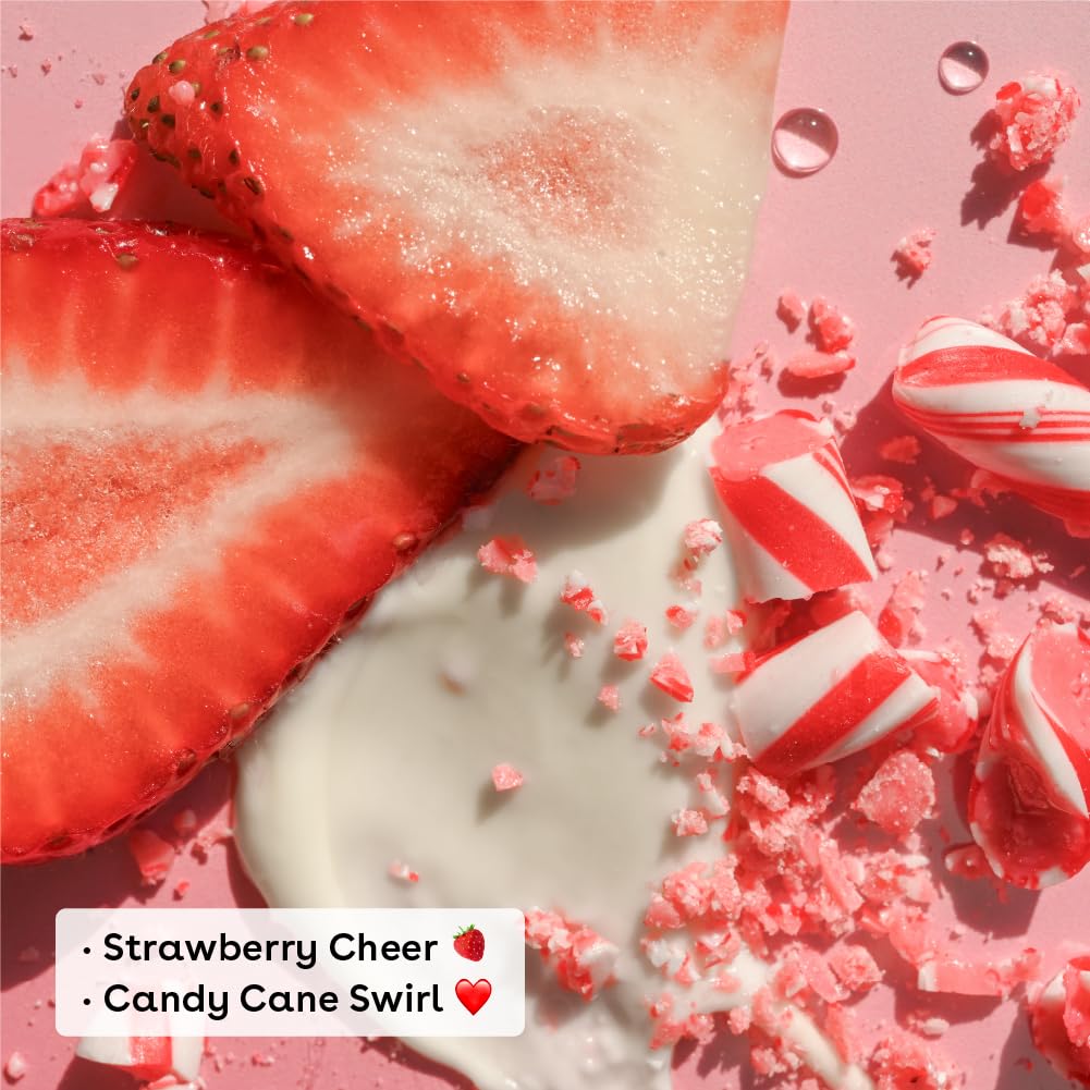 eos Holiday Lip Balm Gift- Strawberry Cheer & Candy Cane Swirl, Stocking Stuffers, All-Day Moisture Lip Care, 0.14 oz, 2-Pack