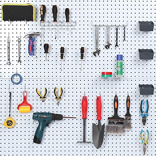 FRIMOONY Pegboard Hooks Assortment with Pegboard Bins, Peg Locks, for