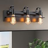 LMSOD Industrial Vanity Light Fixture, Matte Black Farmhouse Bathroom Wall Sconce Lighting(3-Light)