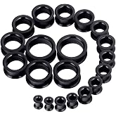 Longbeauty 20pcs Tunnels Kit 2G-1" Silicone Ear Gauges Stretching Kit | Soft Flexible Ear Gauge Plugs for Women and Men, Lightweight Fit for Stretched Ears