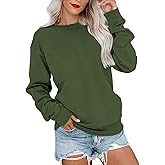 PGANDS Womens Crew Neck Solid/Color Block Sweatshirts Long Sleeve Casual Lightweight Pullover Tops