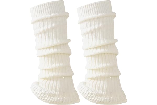 Leg Warmers for Women Girls Y2k Knit Ruffle Leg Warmer Winter with Sequin, Kawaii Cute Long Socks Goth Harajuku Accessories
