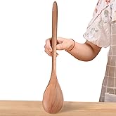 Big Wooden Spoon for Cooking, Large Wood Scoop Utensil, 17-inch Kitchen Serving Scoop for Big Pot, Long Handle Giant Heavy Food Service Mixing Spoons, Smooth Finish Comfortable Grip