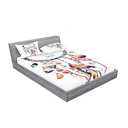 Ambesonne Feather Fitted Sheet & Pillow Sham