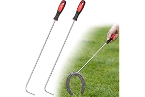 Arrowbash 2 Pcs 20 Inch Horseshoe Pick-up Hook with Stainless Steel Shaft, Ergonomic Grip Horseshoe Retriever, Portable Horse