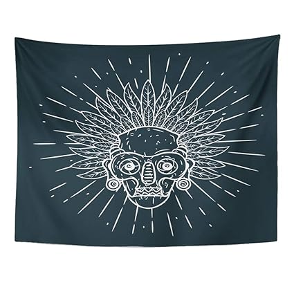 Amazon Com Emvency Tapestry Wall Hanging Aztec Mask And Divergent