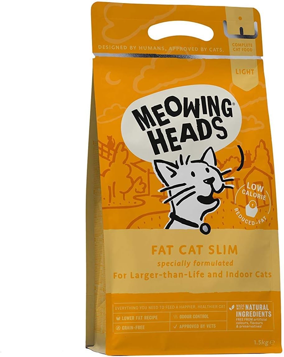 Meowing Heads Complete Dry Cat Food 1.5kg - Fat Cat Slim - Vet Approved, May Vary, 1.5 kg (Pack of 1)