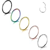 Aumeo 14G 16G 18G 20G Nose Ring Hoop Stainless Steel Hinged Segment Rings Hoops Nose Clicker Ring Tragus Helix Cartilage Daith Rook Earring Piercing Jewelry for Women Men