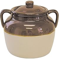 R&M International Traditional Style 4.5-Quart Large Ceramic Bean Pot with Lid, Brown