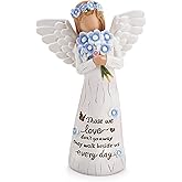 Sympathy Gifts for Loss of Loved One, Memorial Gift for Women, Angels Figurines with Forget-Me-Not Bouquet, Remembrance Gifts, Bereavement Gifts, Sculpted Hand-Painted Statue