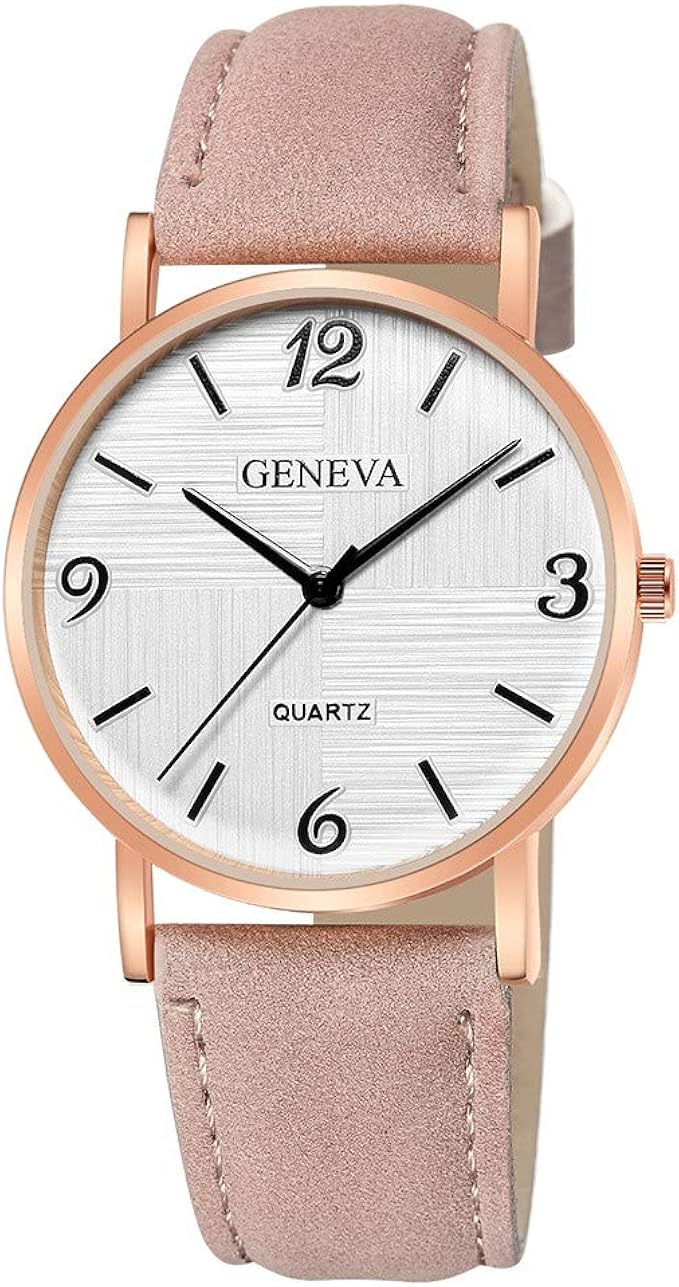 Darringls_Reloj Geneva,Reloj de Pulsera de Cuarzo de Cuero ...