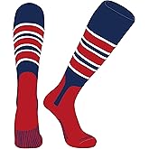 PEAR SOX OTC Baseball Softball Stirrup Socks (C, 7in) Navy, White, Red, Red