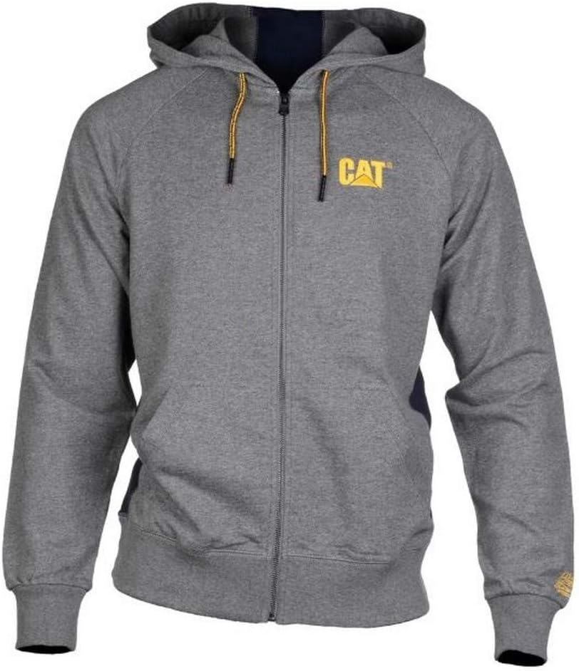 Caterpillar Logo Stripe Zip up Pockets Warm Mens Hooded Sweatshirt