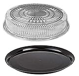 12" Black Round Flat Catering Serving Party Tray