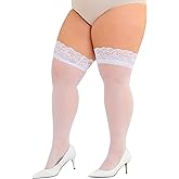 Artfasion Womens Plus Size Stockings: Lace Stay Up Sheer Pantyhose Anti-Slip Lingerie Stockings for Curvy Female Gifts