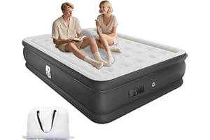 Full Size Air Mattress with Built-in Pump 18" Raised - 90-Second Quick Inflatable AirBed, 600lbs Capacity, Compact Sleeper fo