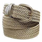 Luxury Divas Beige Braided Elastic Stretch Belt Size X-Large