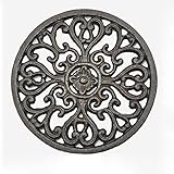 Cast Iron Trivet, Bestplus Tablemat Potholders with Rubber Legs Vintage Carving Flower for Kitchen or Dining Table Decor Round TF001