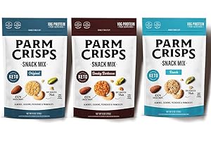 ParmCrisps Snack Mix – Variety (Original, Smokey Barbeque, and Ranch) Cheese Parm Crisps and Nuts Snack, Made Simply with 100% Cheese Crisps, Almonds, Cashews, and Pistachios | Healthy High-Protein Snack, Low Carb, Gluten Free, Low Sugar | 6oz (Pack of 3)
