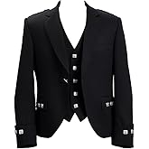 Lucasini Mens Scottish Argyle Kilt Jacket with Vest