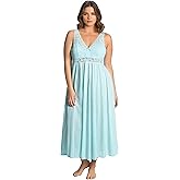 Exquisite Form Women's 70807 Nylon Tricot Sleeveless Long Nightgown with Floral Lace