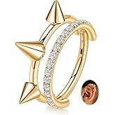 FUNLMO 316L Surgical Steel Conch Helix Piercing Jewelry Cartilage Hoop Earring Septum Ring Nose Ring Rook Lobe Daith Tragus Piercing Jewelry 16G Double/Triple Hoop