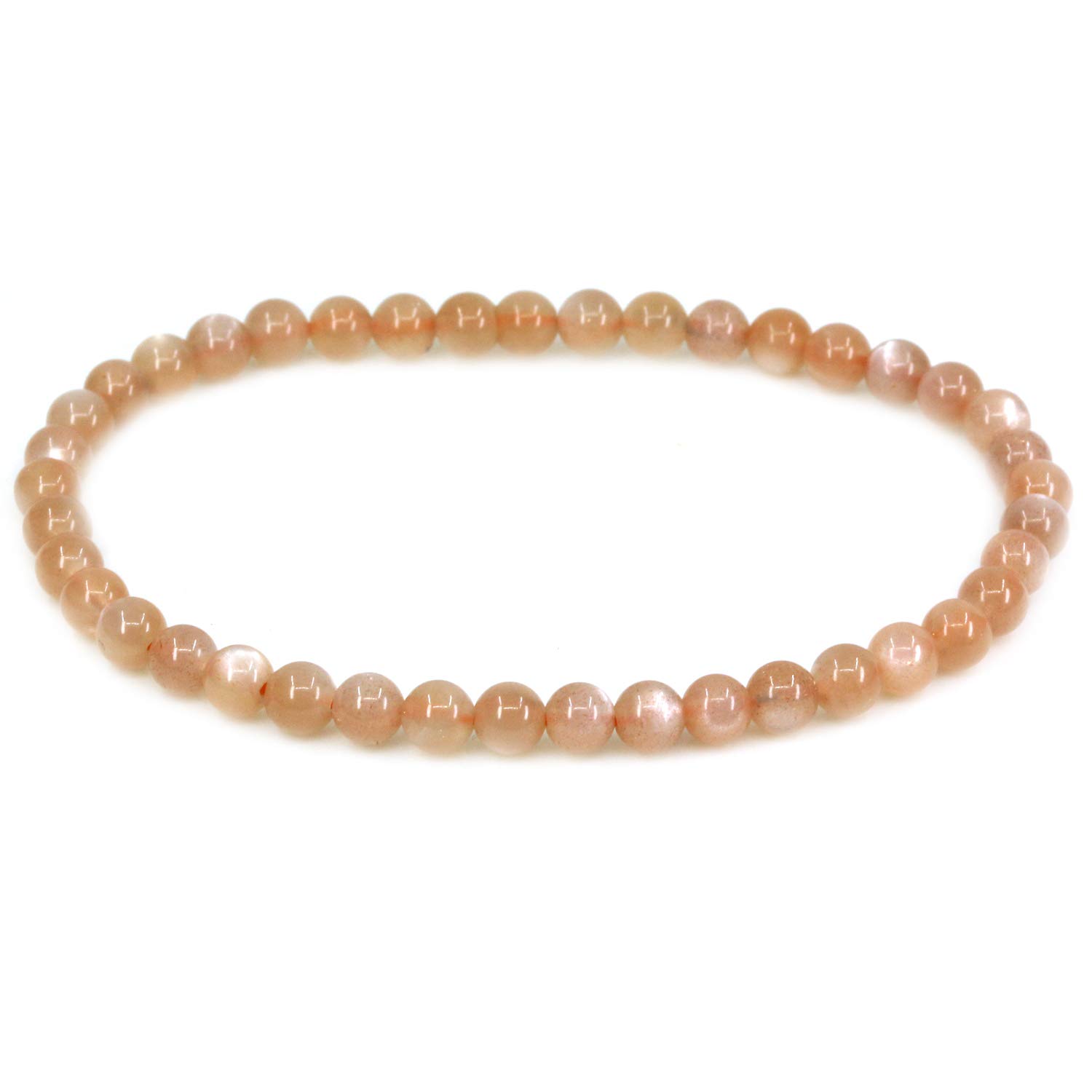 CHENYUE Natural AA Grade Red Sunstone 4mm Round Beads Stretch Bracelet 7" Unisex