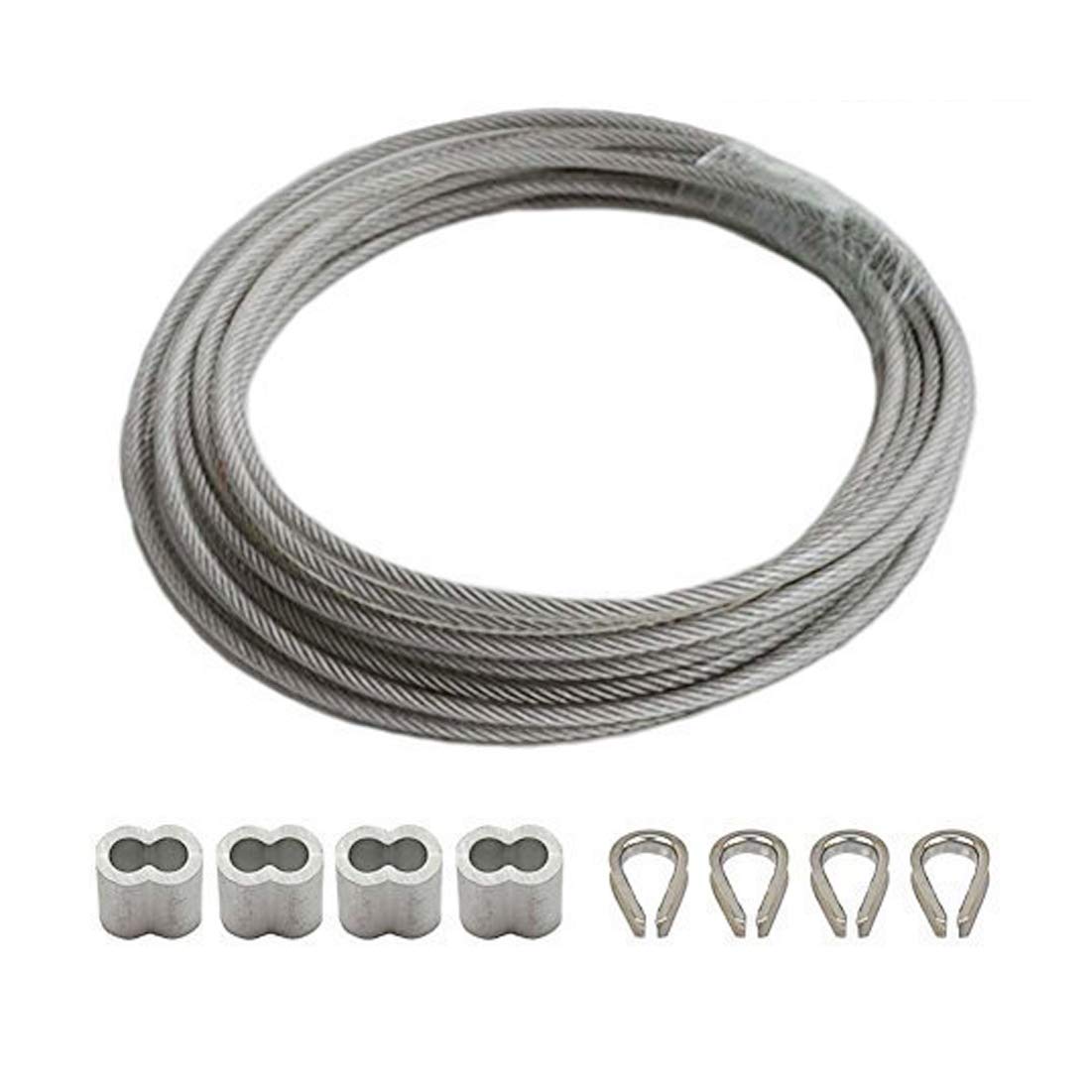 AUFODARA Stainless Steel Wire Rope PVC Coated Steel Wire 5 m Length Dia.3 mm