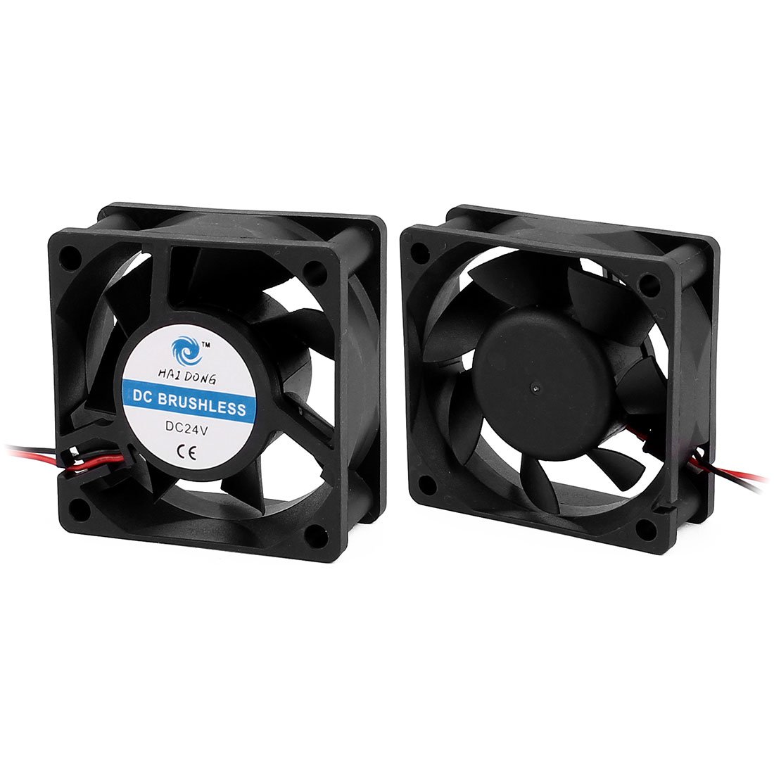 sourcingmap 2Pcs DC 24V 60 x 60 x 25mm 7 Vanes 2 Leading Wires Case Cooling Fan for PC Case