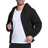 JUNMAO Heavyweight Sherpa Hoodies for Men，Winter Jackets Warm Coats Sweatshirt Hoodies For Men Zip Up