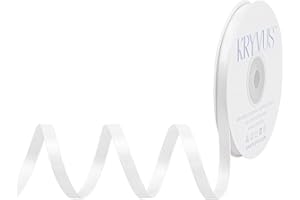 Kryvus White Satin Ribbon, Double Faced 1/4 Inch X 25 Yards White Ribbon, Premium Satin Ribbon for Gift Wrapping, Crafts, Hair Bow Making, Sewing, Flower Bouquet, Wedding Party Decor