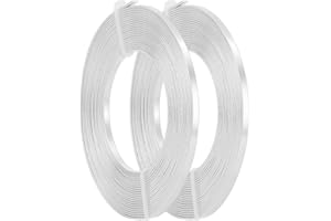BENECREAT 32 Feet 2 Rolls 3mm Wide Flat Jewelry Craft Wire 18 Gauge Aluminum Wire for Bezel Jewelry Making, Sculpting, Armature Craft - Silver Color