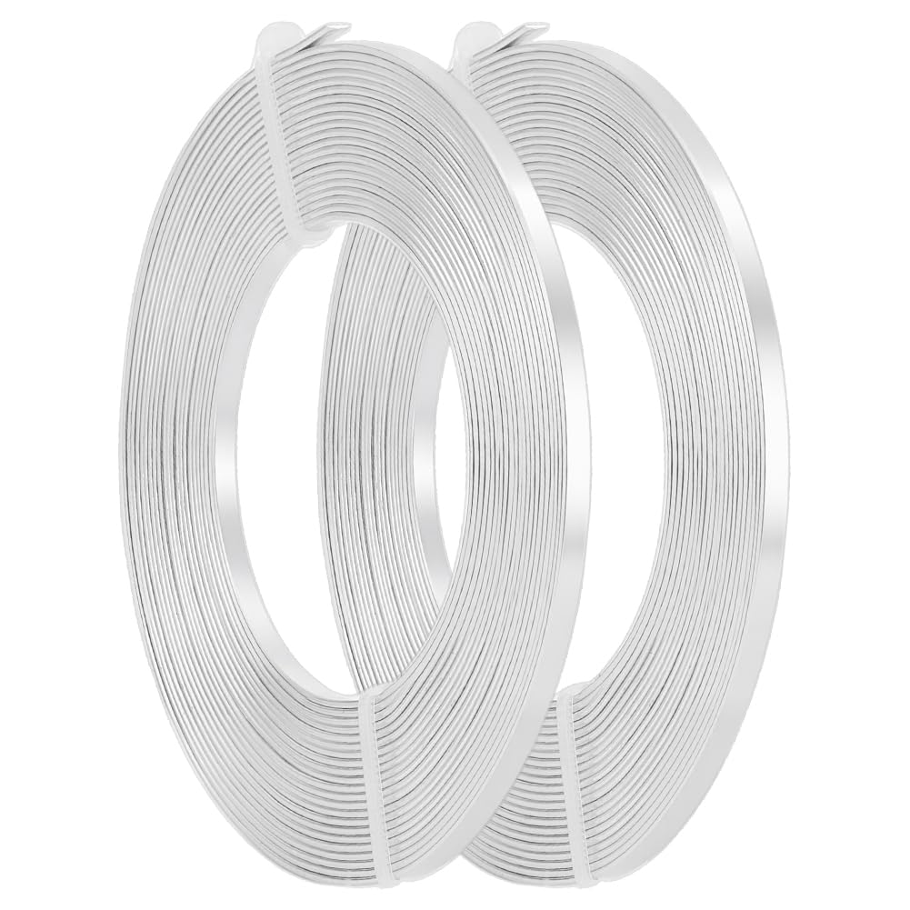 BENECREAT 10m (33FT) 3mm Wide Silver Aluminum Flat Wire Anodized Flat Wire for Jewelry Craft Beading Making, 5m/Roll — image 1