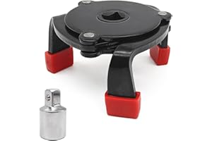 Eastyard Universal Oil Filter Wrench Adjustable 3 Jaw Oil Filter Removal Tool Range 2-3/8 to 3-7/8 inch with 1/2'' Adapter 3/8'' Square Drive Socket