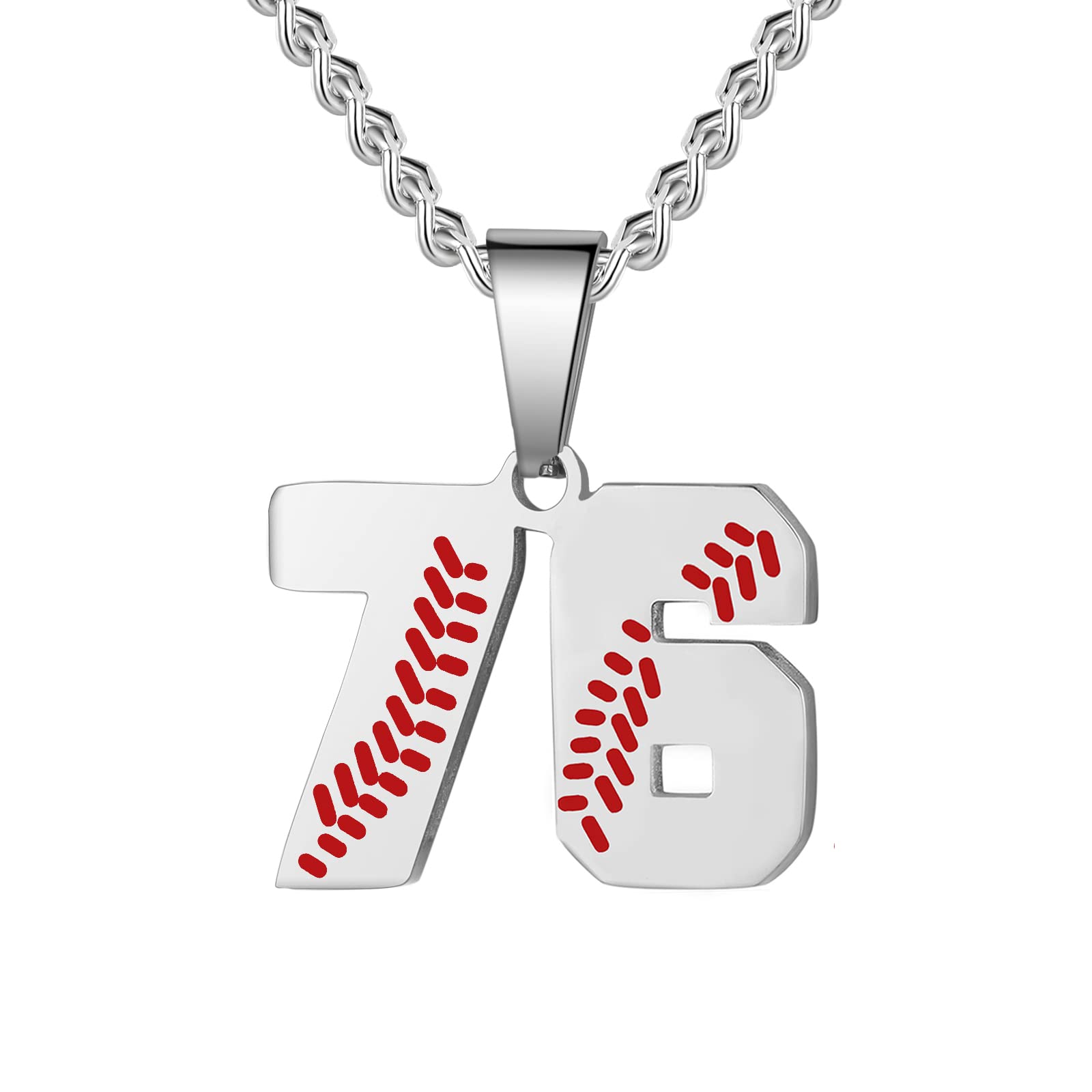 HattiDoris Baseball Number Necklace for Men 00-99