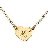 HotMixCold Custom Engravable Tiny Heart Charm Necklace, Personalized Initial Letter Heart Jewelry Made with 14K Gold Filled, 14K Rose Gold FIlled, or .925 Sterling Silver