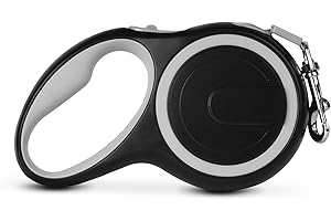 QUICDEER Retractable Dog Leash, Retractable Dog Leash for Small Dogs with Durable Webbing, 44lbs Capacity, ABS Material, 360° Tangle-Free, 16ft Length, Gray