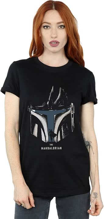 Star Wars Mujer The Mandalorian Helmet Silhouette Camiseta ...