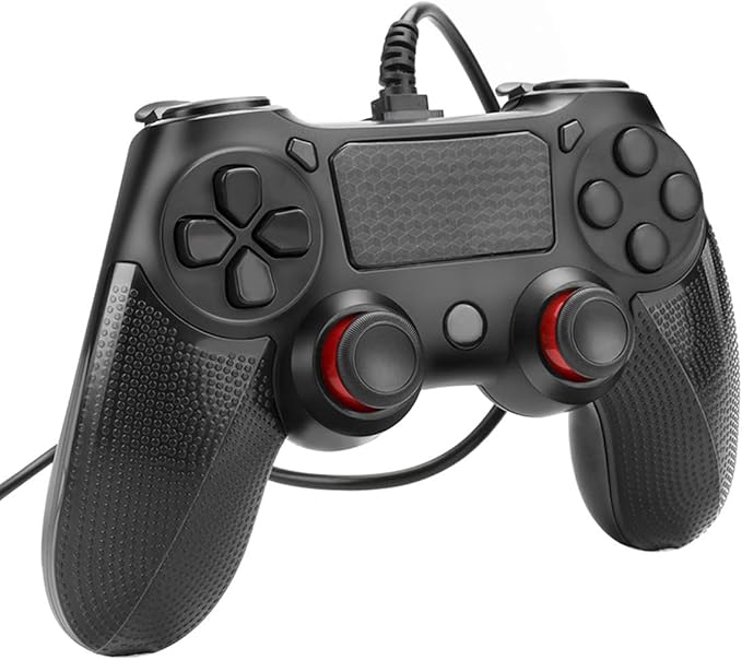 Powcan Ps4 Controller Wired Controller For Playstation 4 Dual Vibration Shock Joystick Gamepad For Ps4 Ps4 Slim Ps4 Pro And Pc Windows 7 8 10 With 2m Long Usb Cable Black Amazon Co Uk Electronics