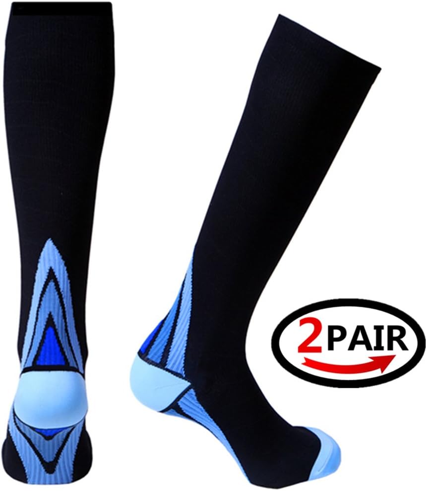 （2 pairs）Compression Socks / Stockings for Men & Women Better Blood Circulation, Prevent Blood Clots, Boost Stamina,Circulation, Reduced Fatigue,Speed Up Recovery BEST Graduated Athletic Fit