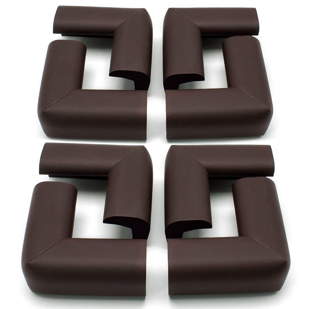 AKORD Pack of 8 Baby Safety Corner Protectors for Desk Table Furniture, Dark Brown