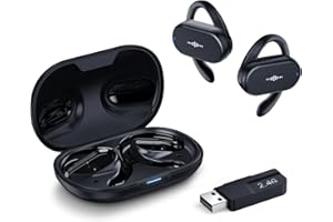 Krysenix Gaming Earbuds for PC, PS4, PS5, Switch, VR, Open Ear Headphones with 2.4Ghz Dongle, Ergonomic Earbuds with AI Noise Canceling Mic, Open Ear Earbuds with 150° Adjustable Angle (Black)