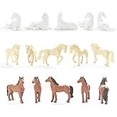 cntjv 15 Pcs Mini Horses Figures Realistic Plastic Small Horse Figurines Bulk Bronco Toys Miniature Resin Animals Farm Pony Ornament, Party Favors, Hobby Horse Accessories