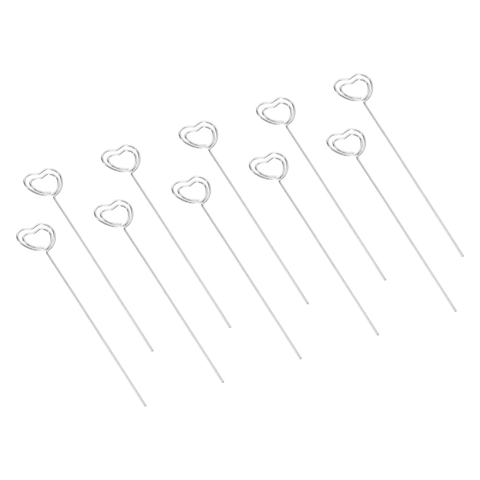 PATIKIL 4.7 Inch Metal Wire Place Card Holder, 20 Pack Photo Picture Floral Picks Heart Shape Clips for Party Meeting Wedding Displaying DIY, Silver Tone