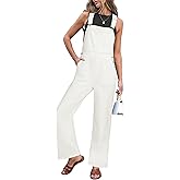 luvamia Jean Overalls for Women Straight Wide Leg Baggy Stretchy Denim Bib Adjustable Strap Casual Jumpsuit Loose Fit
